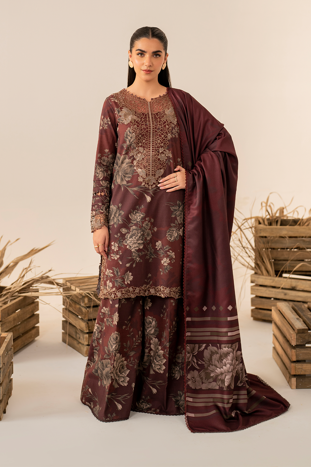 Iznik | Exclusive Winter | UE-350 XS Dark Brown Slub Khaddar