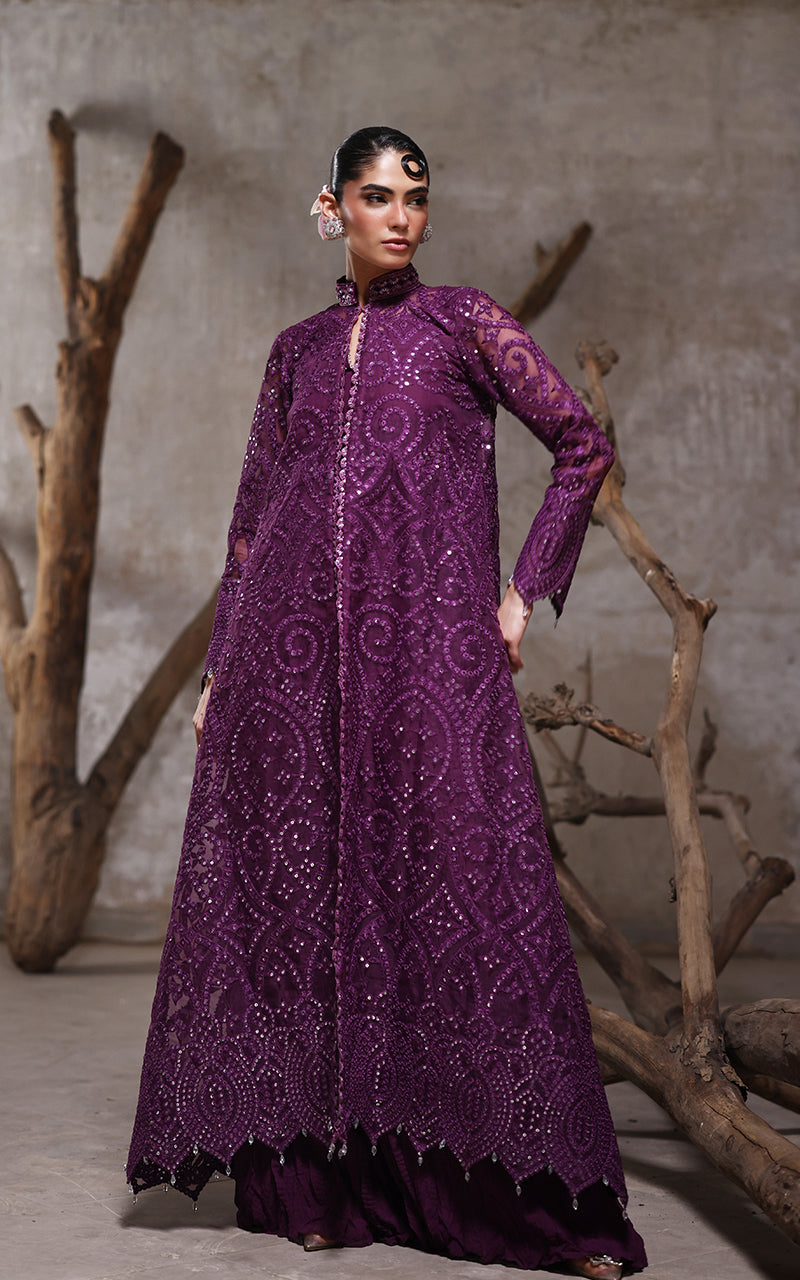 Threads and Motifs | Formal Dresses 25 | Organza Embroidered Jacket With Crushed Trouser - Pakistani Designer Dress - by Threads and Motifs - Type : Ladies Clothes - 100% Original at Saira Sultan