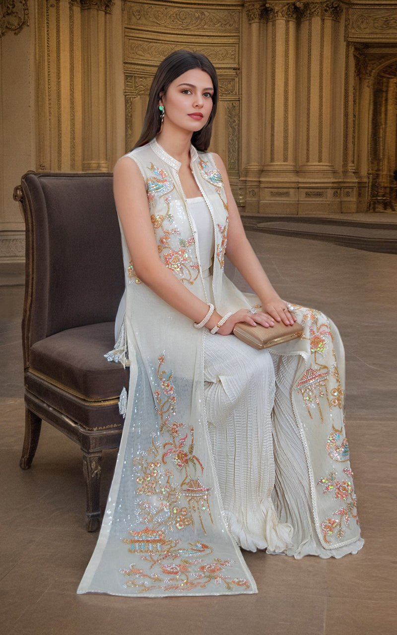 Threads and Motifs | Formal Dresses 25 | NET EMBROIDERD JACKET - Pakistani Designer Dress - by Threads and Motifs - Type : Ladies Clothes - 100% Original at Saira Sultan
