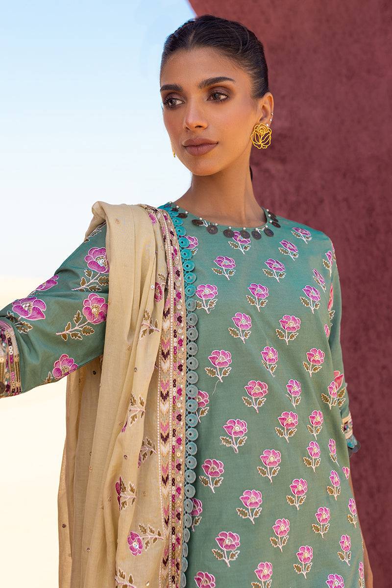 Cross Stitch | Eid Lawn 24 | CHARTREUSE GOLD - Pakistani Designer Dress - by Cross Stitch | Type: Luxury - 100% Original at Saira Sultan