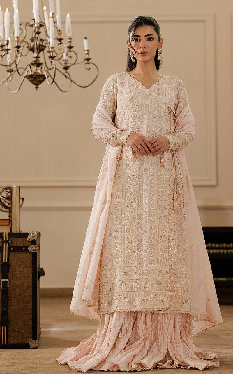 Threads and Motifs | Formal Dresses 25 | Embroidered Angrakha With Gharara And Dupatta - Pakistani Designer Dress - by Threads and Motifs - Type : Ladies Clothes - 100% Original at Saira Sultan