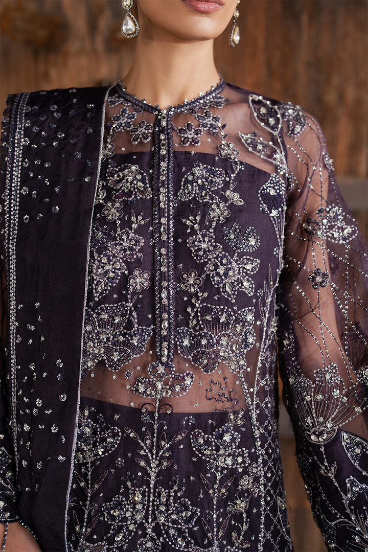 Iznik | Luxury Chiffon | ILC-06 Custom Size Dark Purple Organza