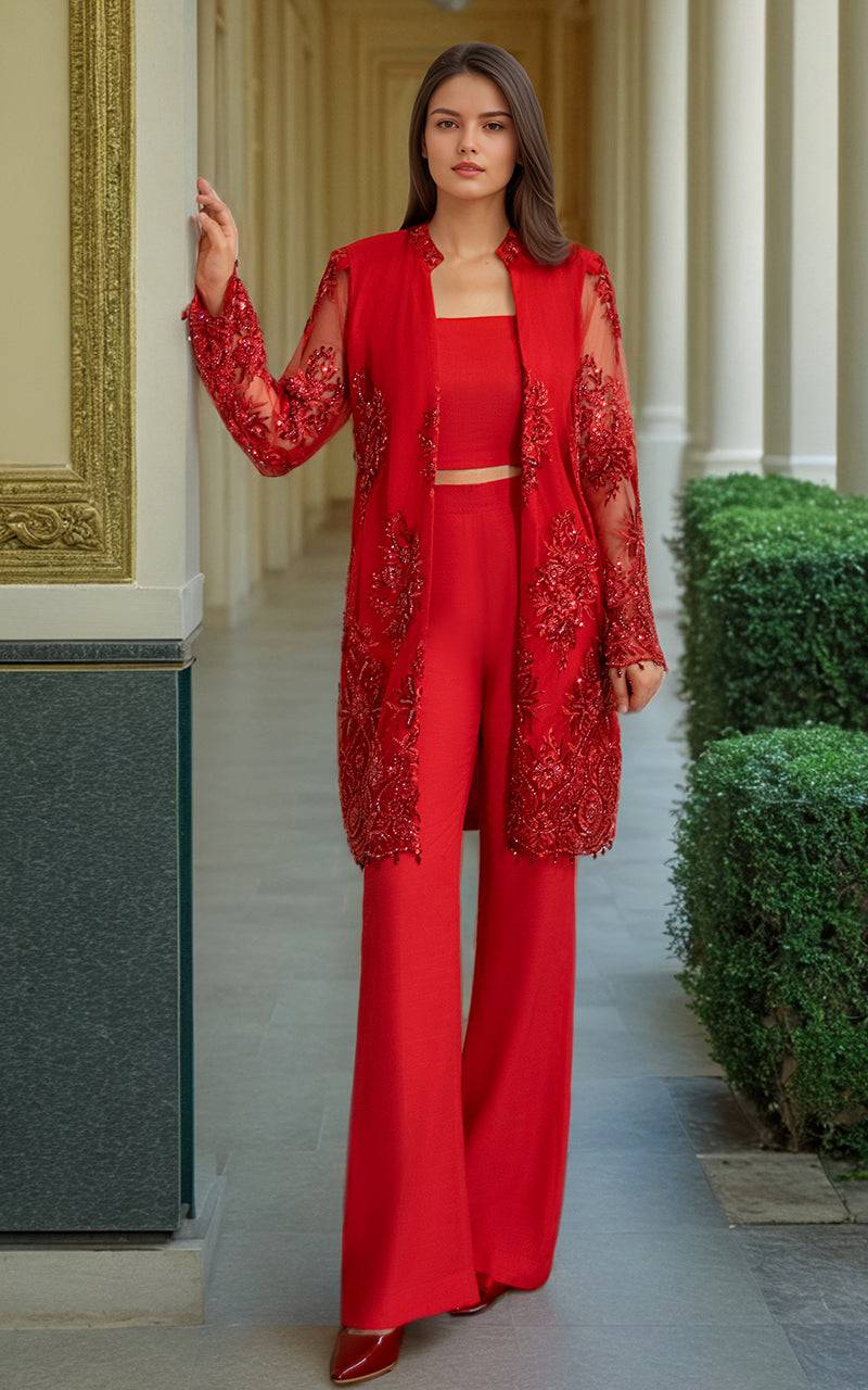 Threads and Motifs | Formal Dresses 25 | NET EMBROIDERED JACKET - Pakistani Designer Dress - by Threads and Motifs - Type : Ladies Clothes - 100% Original at Saira Sultan