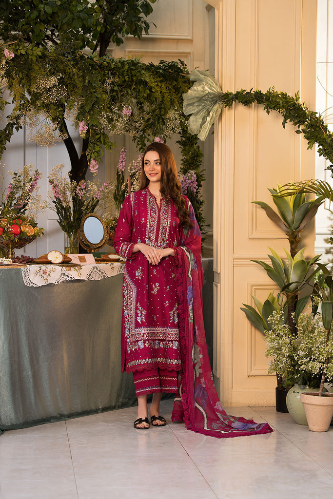 Sobia Nazir | Vital Lawn 25 | 7B XS Maroon Lawn