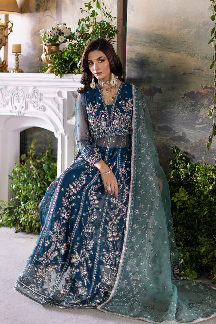 Saad Shaikh | Flurie Formals | Livia Custom Size Navy Organza