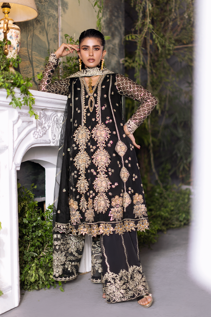 Saad Shaikh | Flurie Formals | Celestia S Black Organza