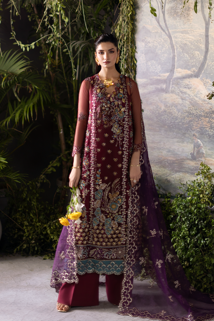 Saad Shaikh | Flurie Formals | Regina XS Maroon Organza