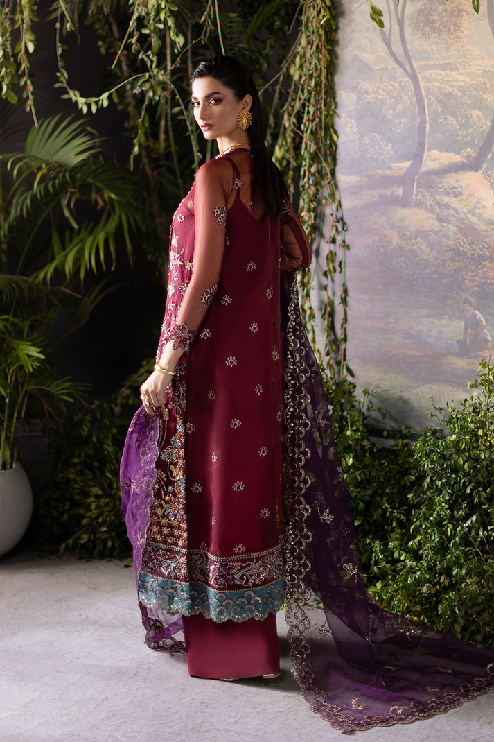 Saad Shaikh | Flurie Formals | Regina XS Maroon Organza