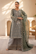 Emaan Adeel | Noore Festive Formals | VELIZA XS Charcoal Gray Organza