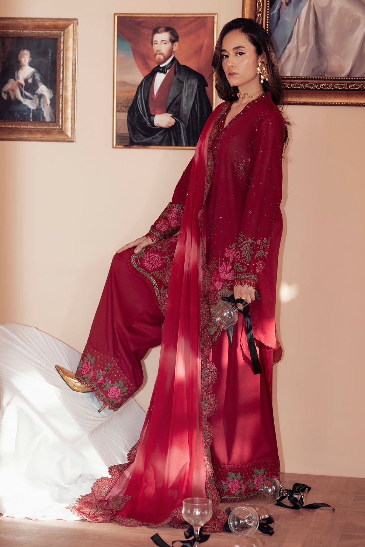 Nureh | Feya Eid Collection | FE-07 XL Carmine Lawn