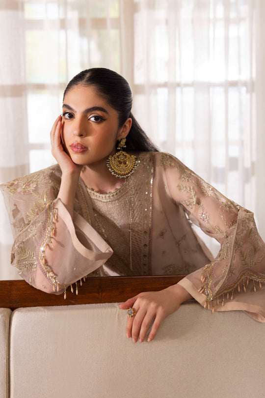 Naqshi | Pareezah Formals | Zumar XL Nude Pink Organza