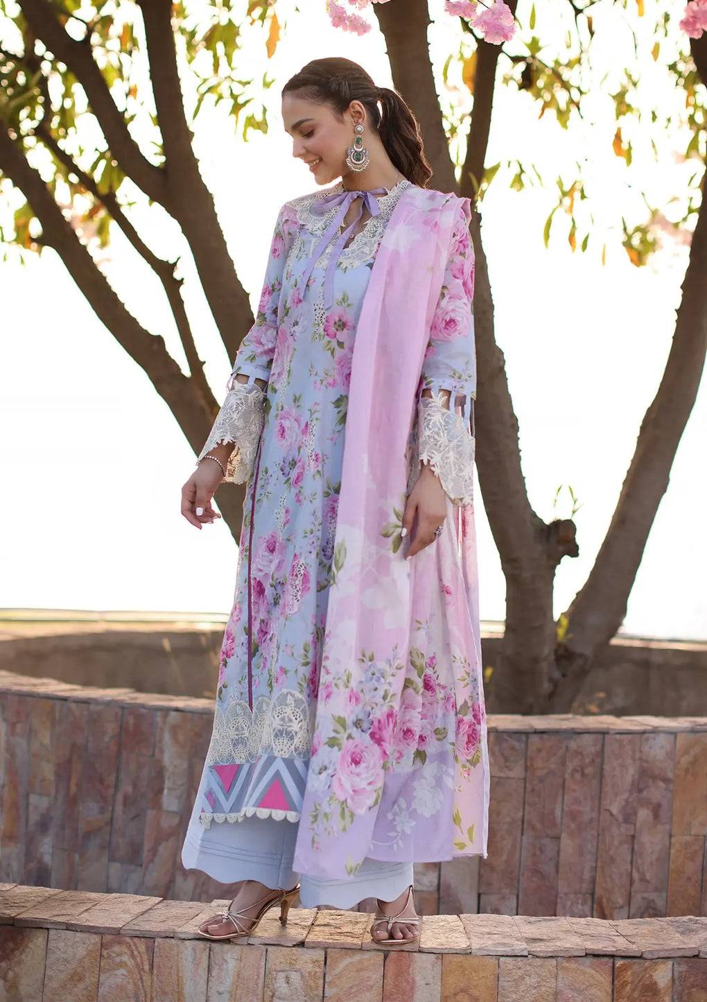 Elaf Premium | Prints Chikankari 24 | 04A OCEAN BLOSSOMS - Pakistani Designer Dress - by Elaf Premium | Type: Luxury - 100% Original at Saira Sultan
