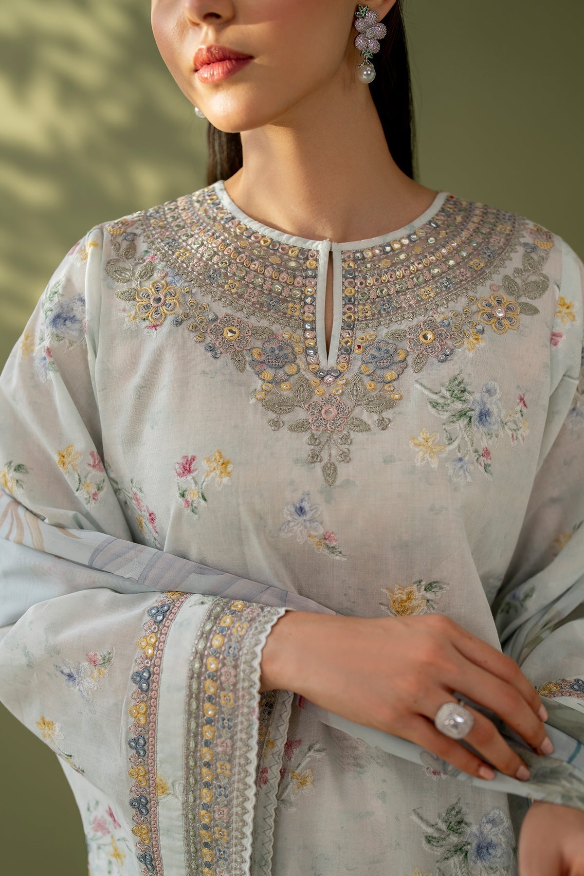 Baroque | Eid Printique | EMBROIDERED PRINTED LAWN UF-4170 M Mint Lawn