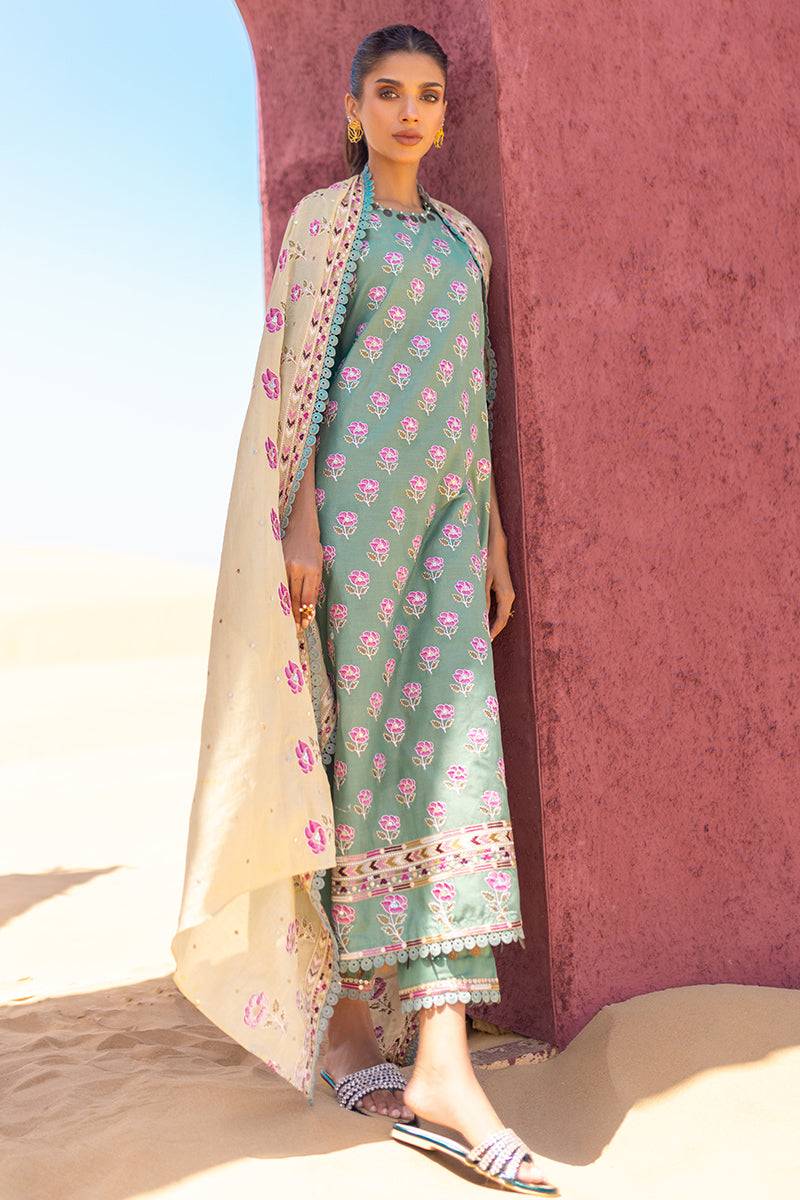 Cross Stitch | Eid Lawn 24 | CHARTREUSE GOLD - Pakistani Designer Dress - by Cross Stitch | Type: Luxury - 100% Original at Saira Sultan