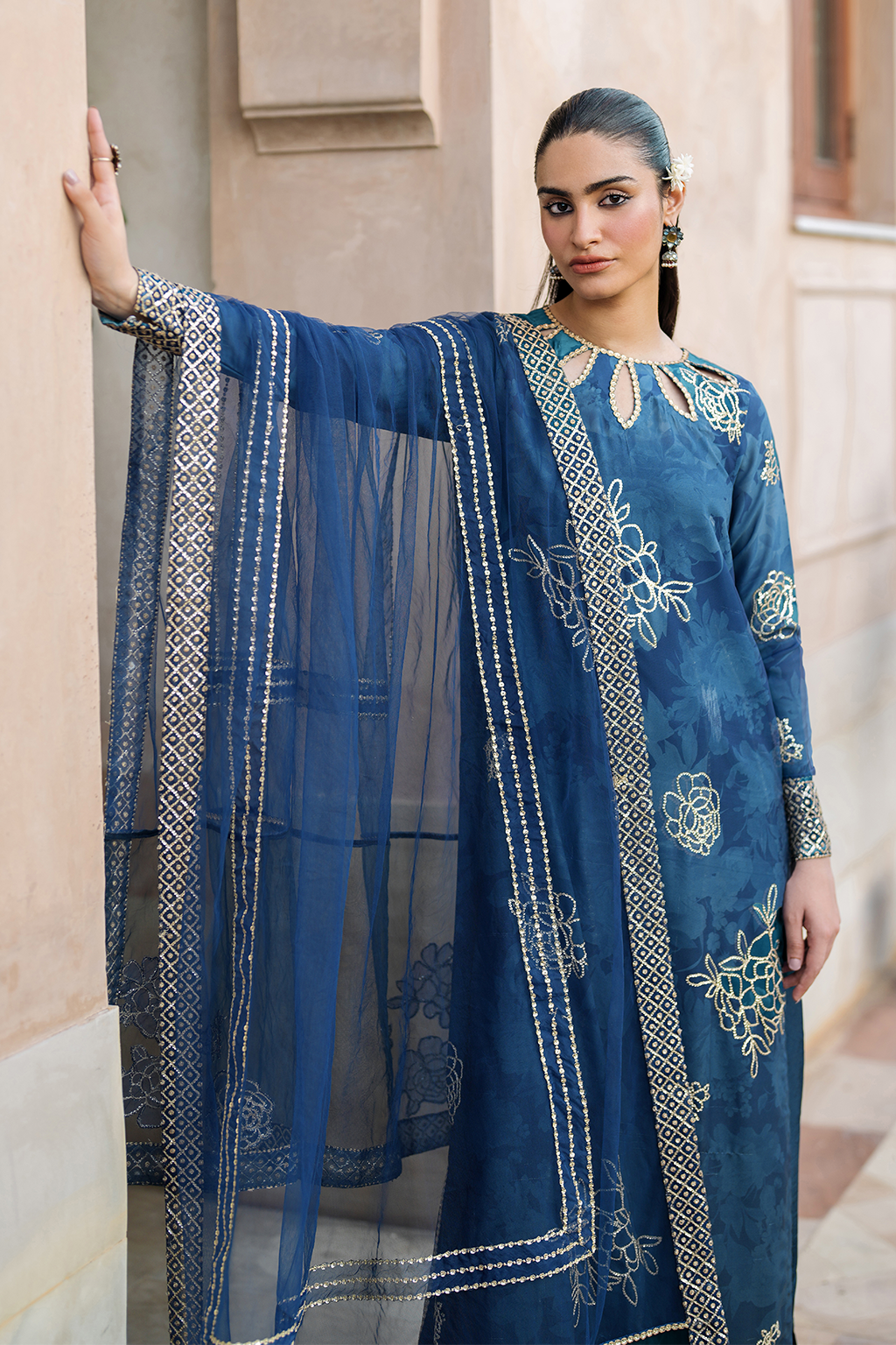 Iznik | Bandhani Formals | UE-331 M Zinc Chiffon