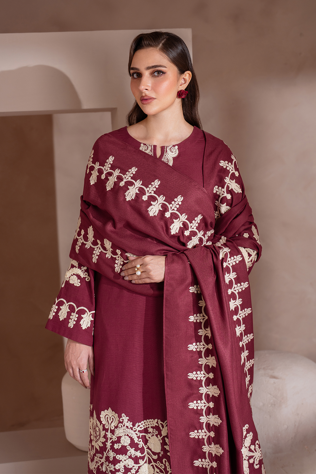 Iznik | Exclusive Winter | UE-362 M Berry Red Khaddar