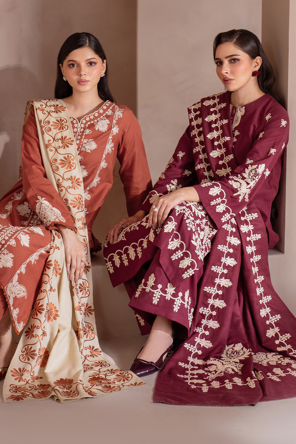 Iznik | Exclusive Winter | UE-362 Custom Size Berry Red Khaddar