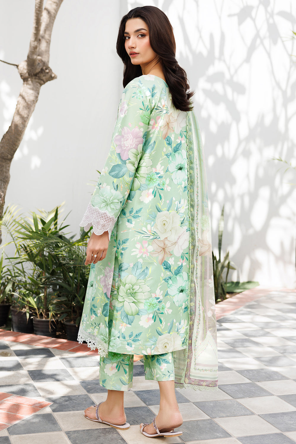 Farasha | Printed Essentials | Silken Sage - Pakistani Designer Dress - by Farasha - Type : Ladies Clothes - 100% Original at Saira Sultan