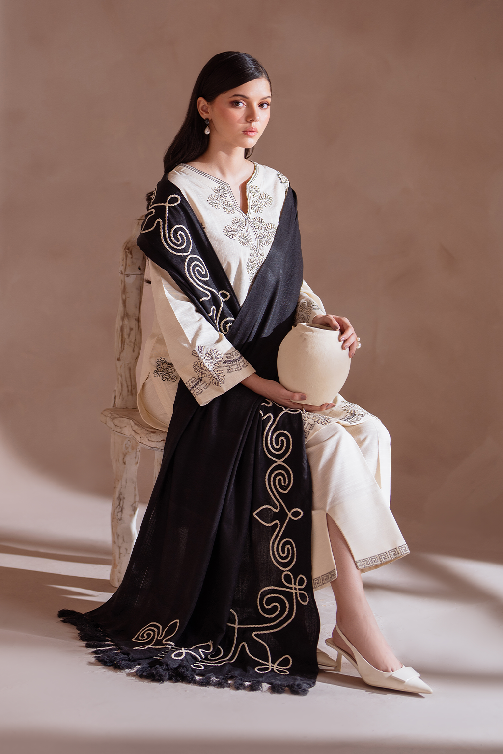 Iznik | Exclusive Winter | UE-361 XL Ivory Khaddar