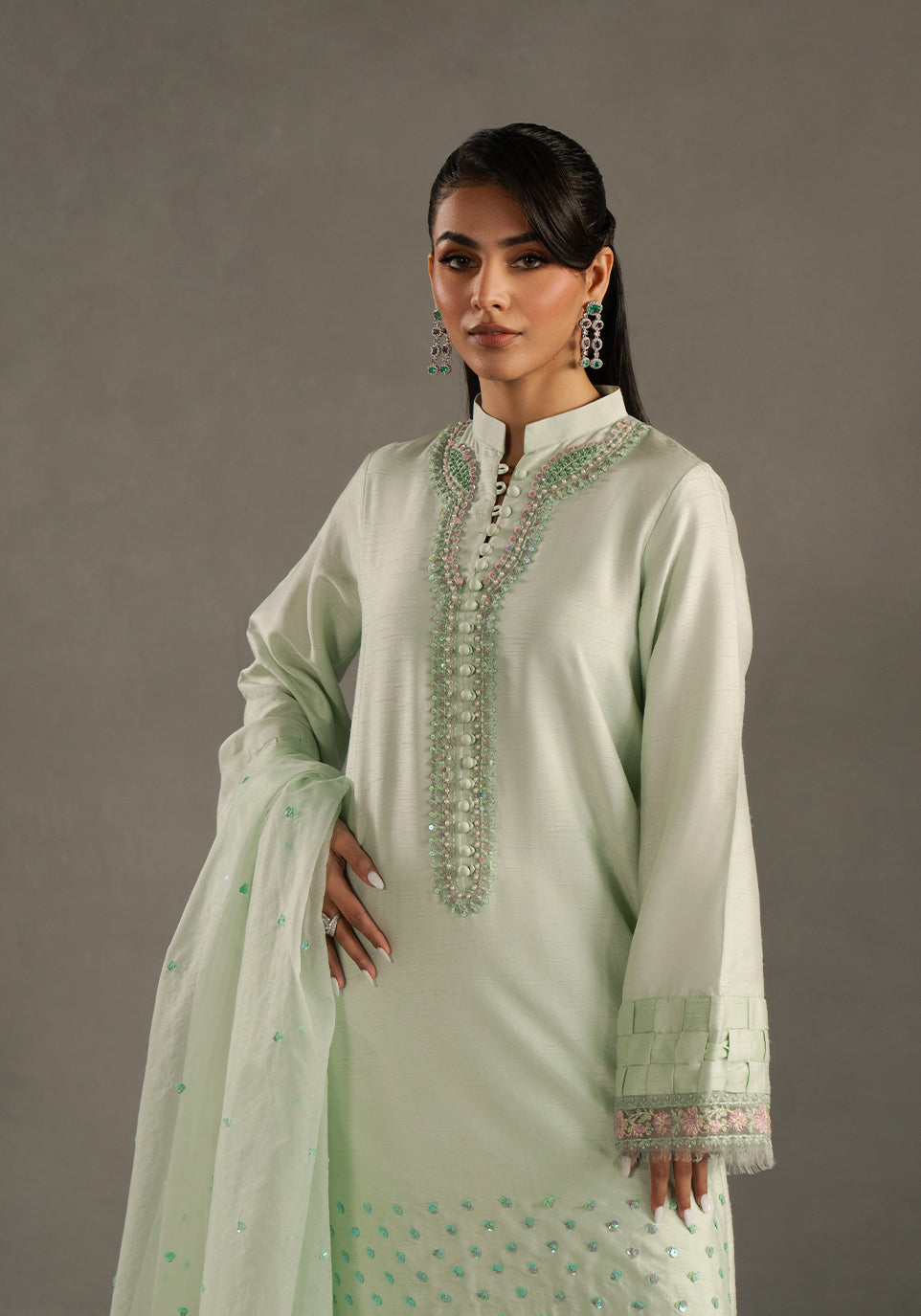 Zarqash | Silk Edit | ZQS 021 VANAYA XL Mint Green Raw Silk