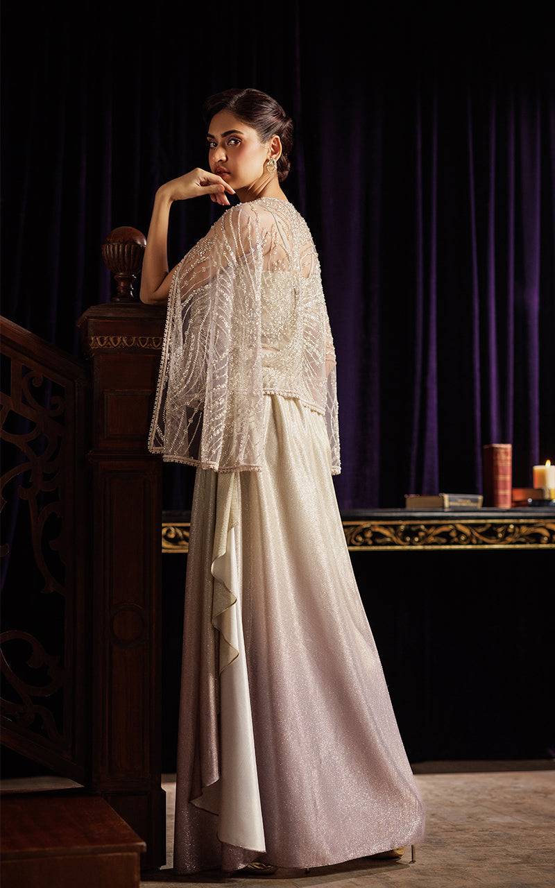 Threads and Motifs | Formal Dresses 25 | Embroidered Cape with Tube and Skirt - Pakistani Designer Dress - by Threads and Motifs - Type : Ladies Clothes - 100% Original at Saira Sultan