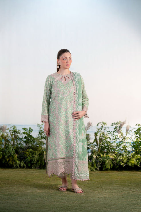 Aabyaan | Shezlin Chikankari Ramadan Edit 25 | EBRU (AR-16) XS Mint Green Lawn