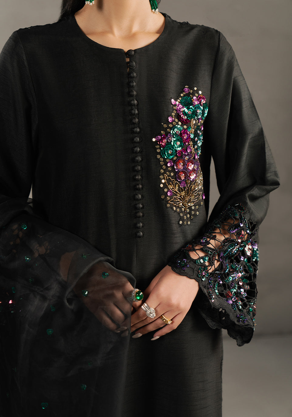 Zarqash | Silk Edit | ZQS 014 DELLA L Black Raw Silk