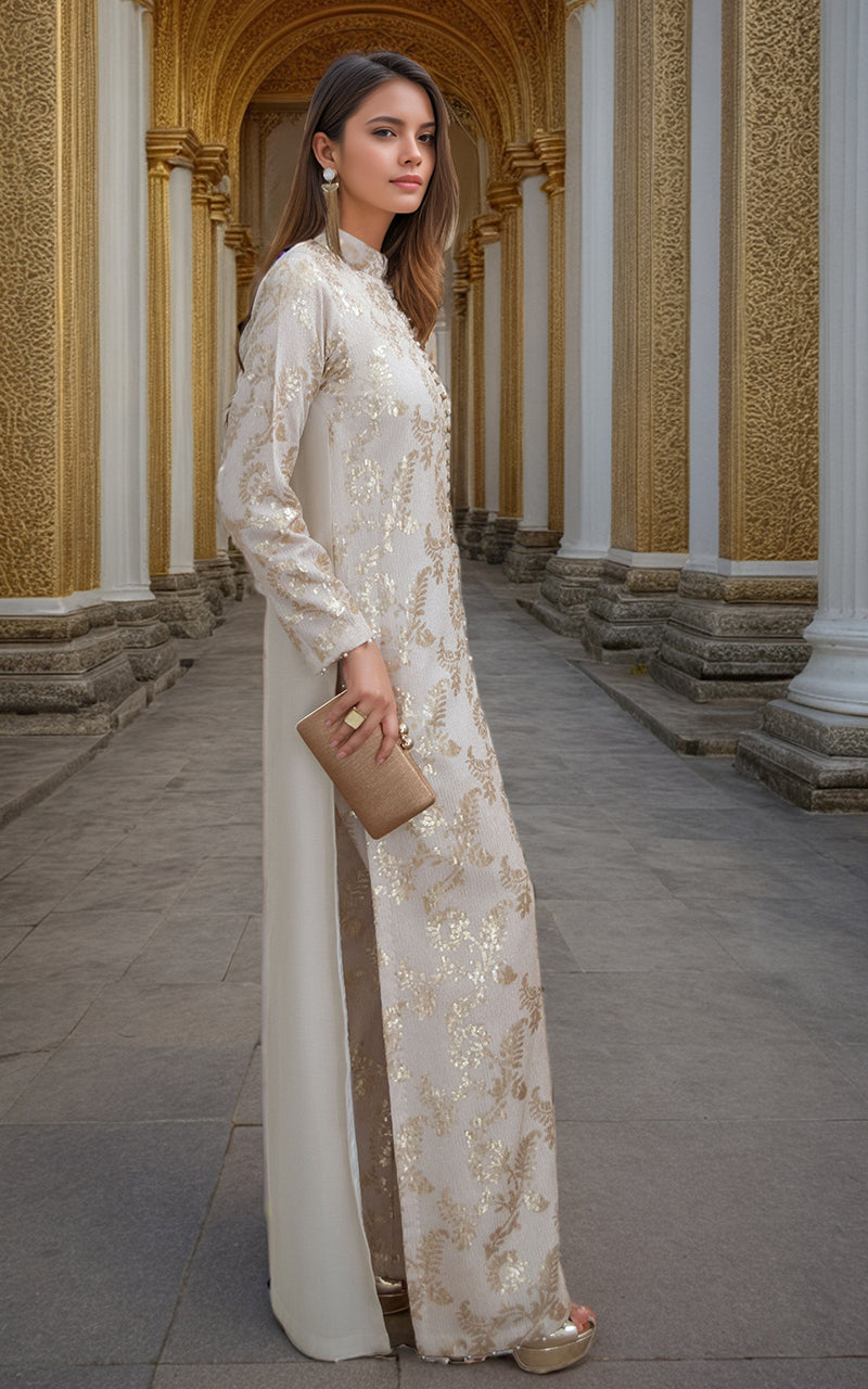 Threads and Motifs | Formal Dresses 25 | Chiffon Embroidered Jacket with Embroidered Trouser - Pakistani Designer Dress - by Threads and Motifs - Type : Ladies Clothes - 100% Original at Saira Sultan