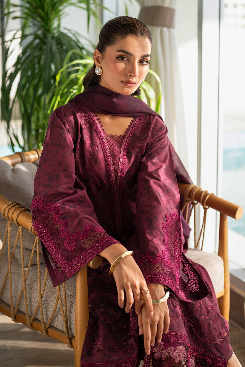 Baroque | Luxury Pret 25 | UF-4098 XL Wine Berry Lawn