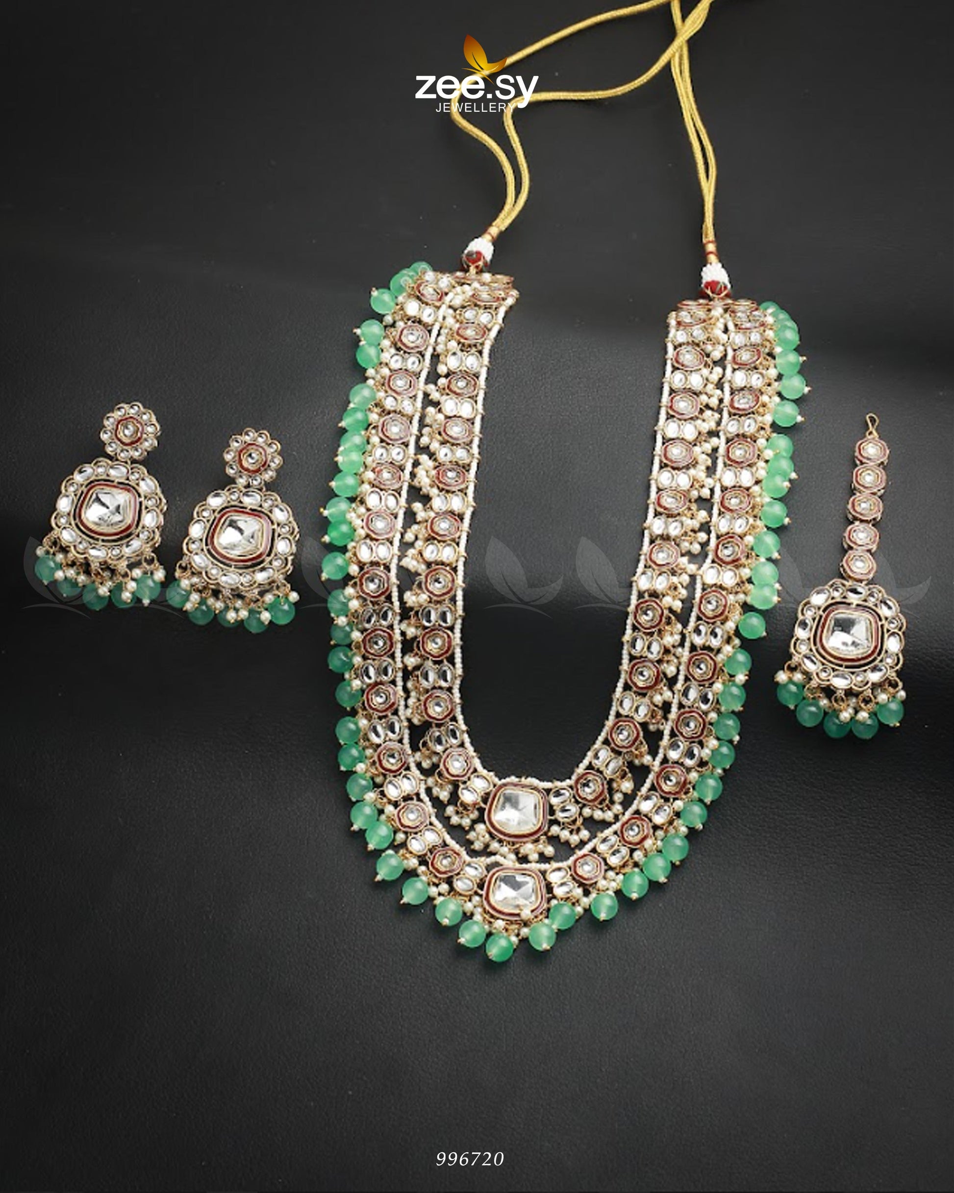 Acacia Malla Necklace Set Mint Green