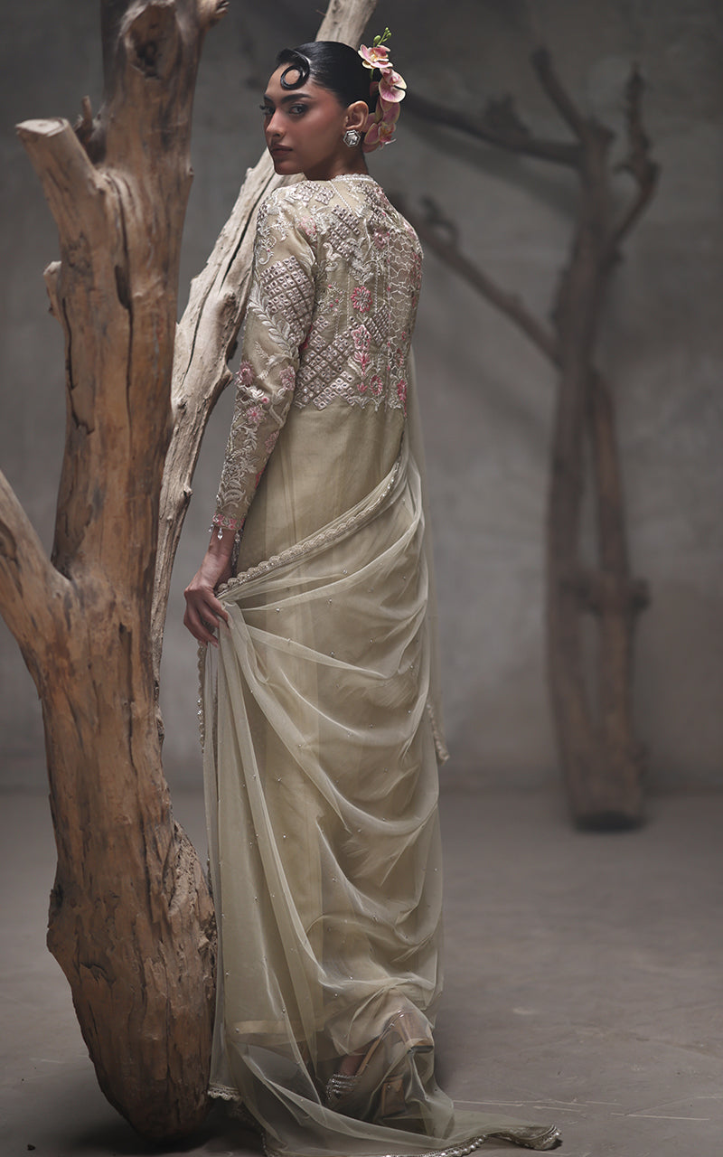 Threads and Motifs | Formal Dresses 25 | Organza Embroidered Jacket - Pakistani Designer Dress - by Threads and Motifs - Type : Ladies Clothes - 100% Original at Saira Sultan