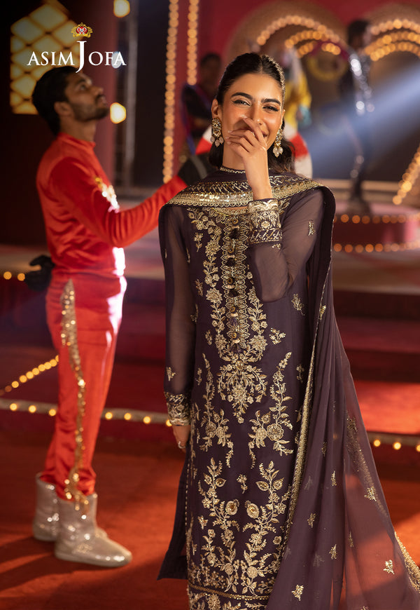 Asim Jofa | Festive Collection 25 | AJLF-01 M Dark Purple Chiffon