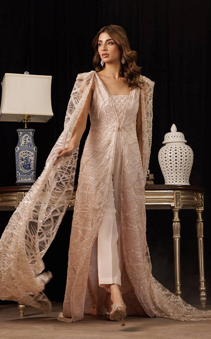Threads and Motifs | Formal Dresses 25 | Net Embroidered Jacket with Embroidered Tube & Trouser - Pakistani Designer Dress - by Threads and Motifs - Type : Ladies Clothes - 100% Original at Saira Sultan