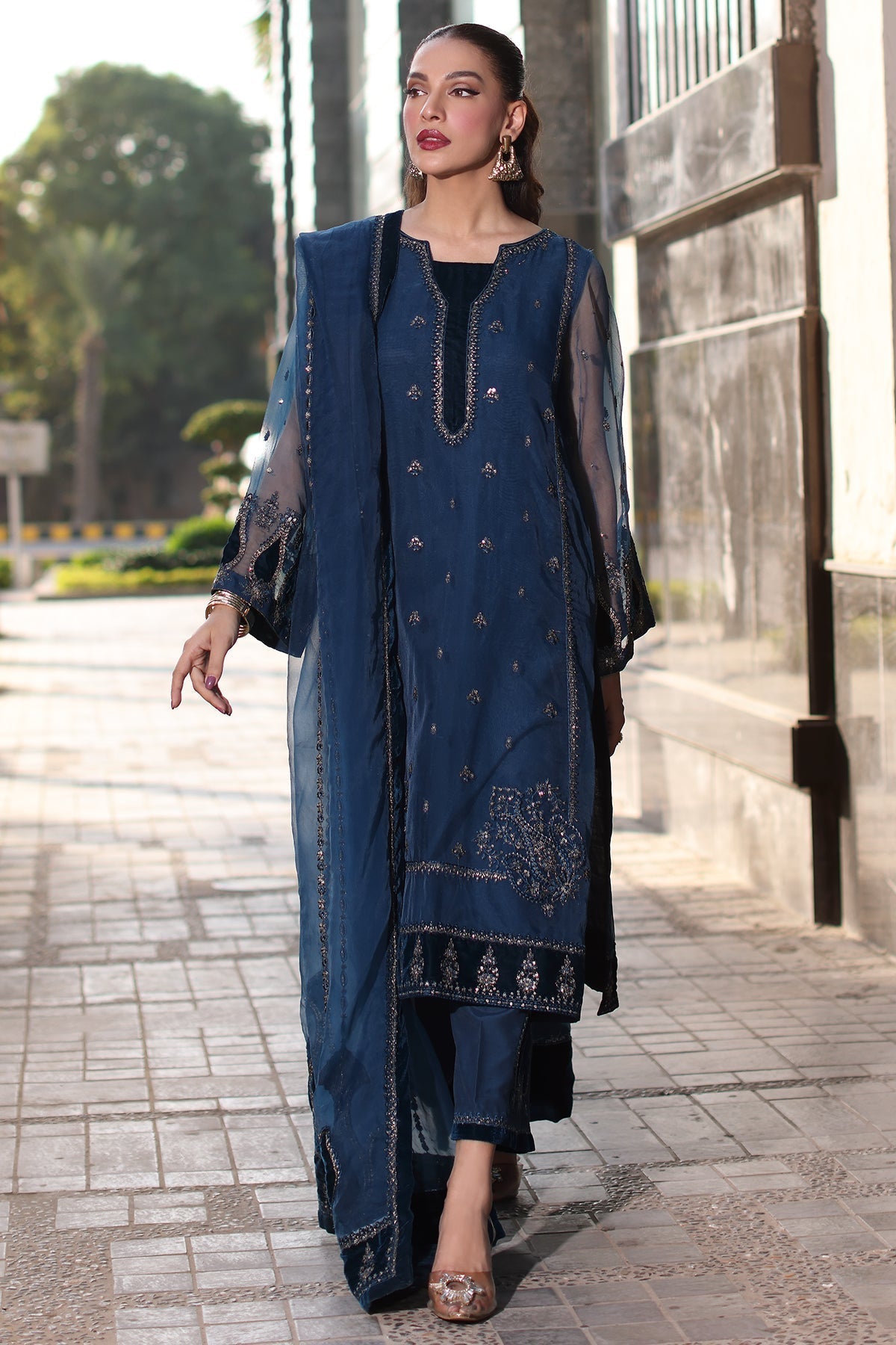 Charizma | Festive Pret | CMA-4-092 S Navy Blue Organza