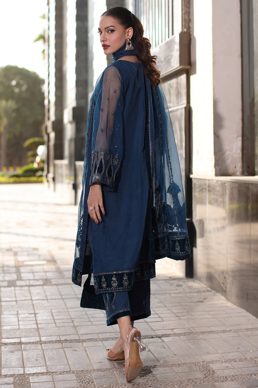 Charizma | Festive Pret | CMA-4-092 S Navy Blue Organza