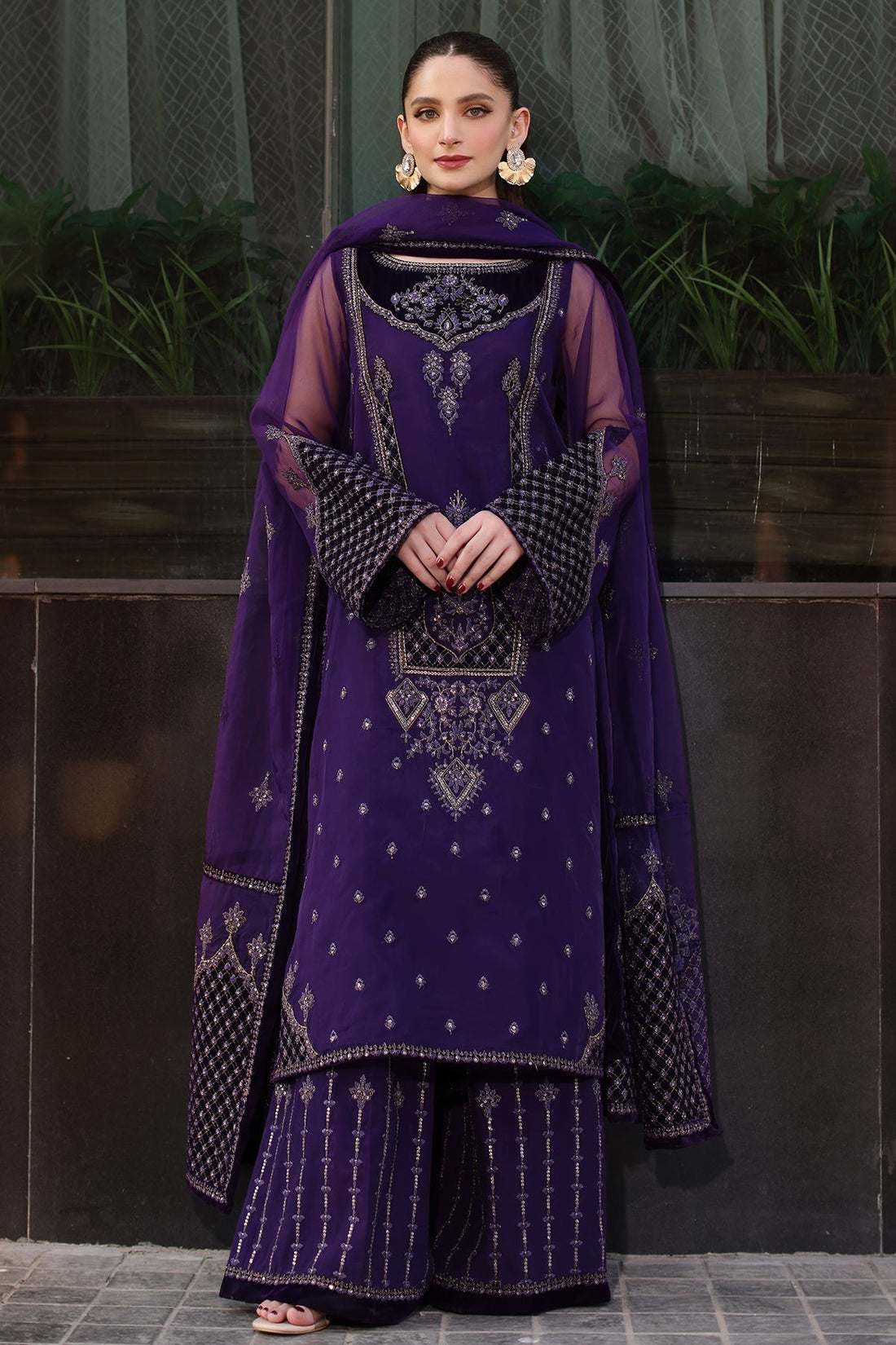 Charizma | Festive Pret | CMA-4-086 S Purple Organza