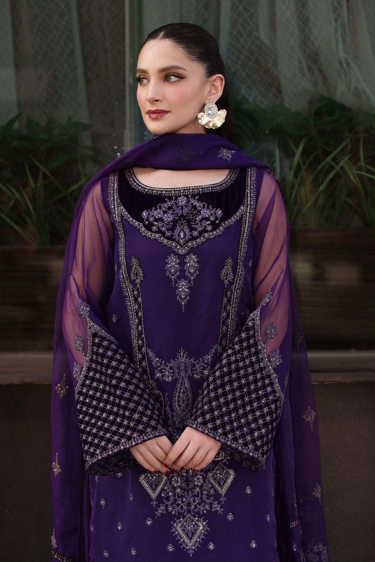 Charizma | Festive Pret | CMA-4-086 L Purple Organza