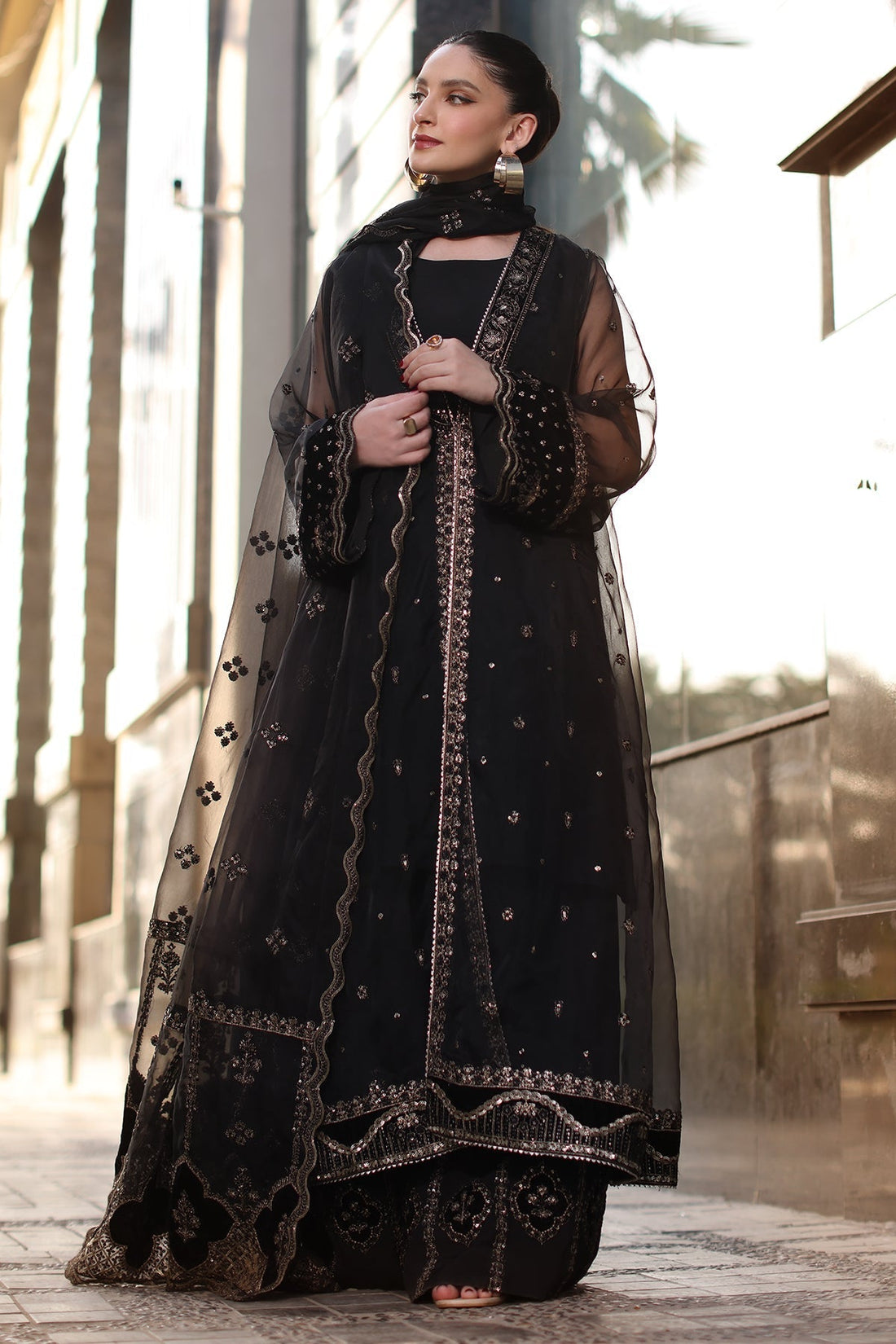 Charizma | Festive Pret | CMA-4-105 S Black Organza