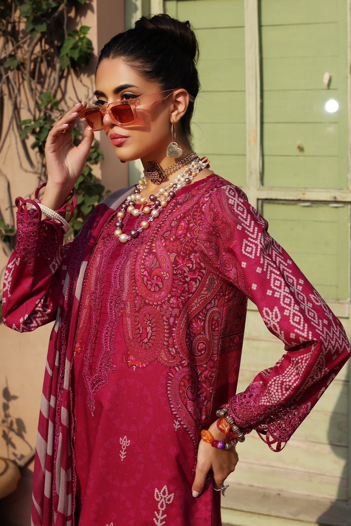 Charizma | Combination 25 | CCS-4-23 XL Magenta Lawn