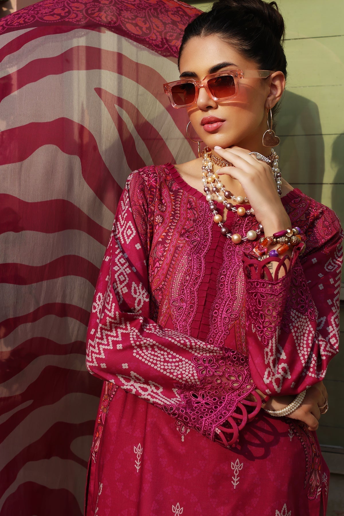 Charizma | Combination 25 | CCS-4-23 L Magenta Lawn
