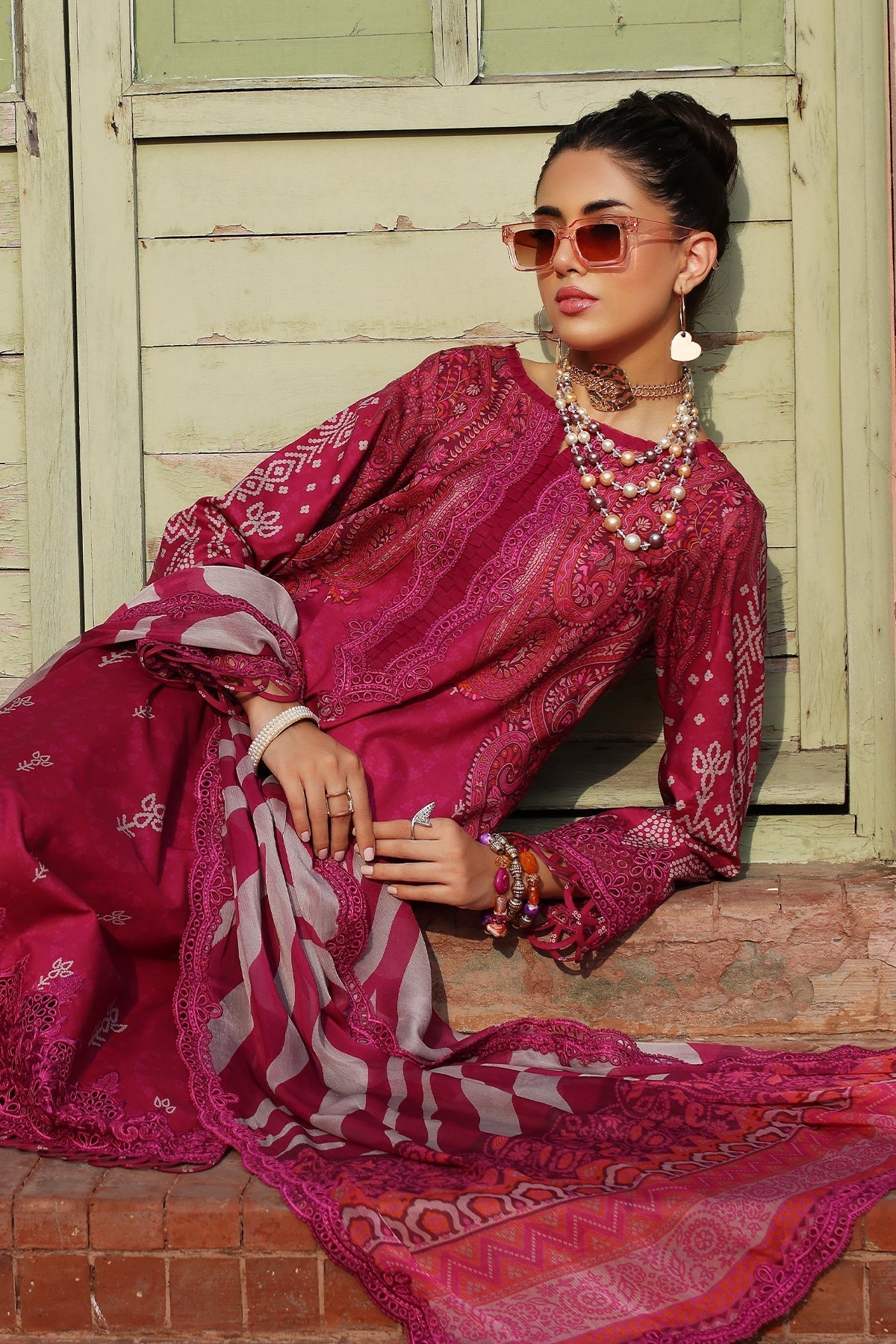 Charizma | Combination 25 | CCS-4-23 Custom Size Magenta Lawn