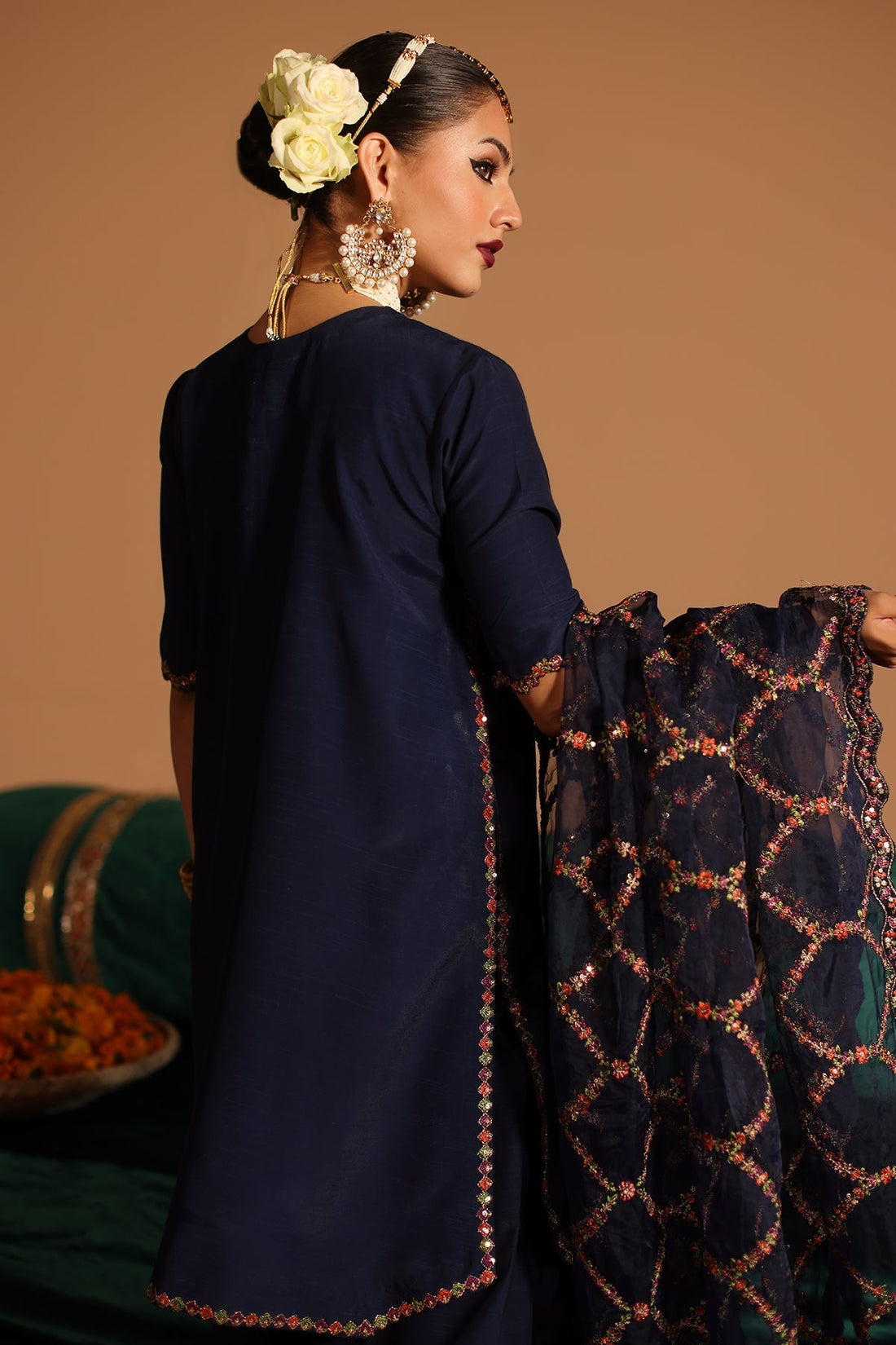 Charizma | Festive Pret | CMA-4-099 S Navy Blue Korean Silk