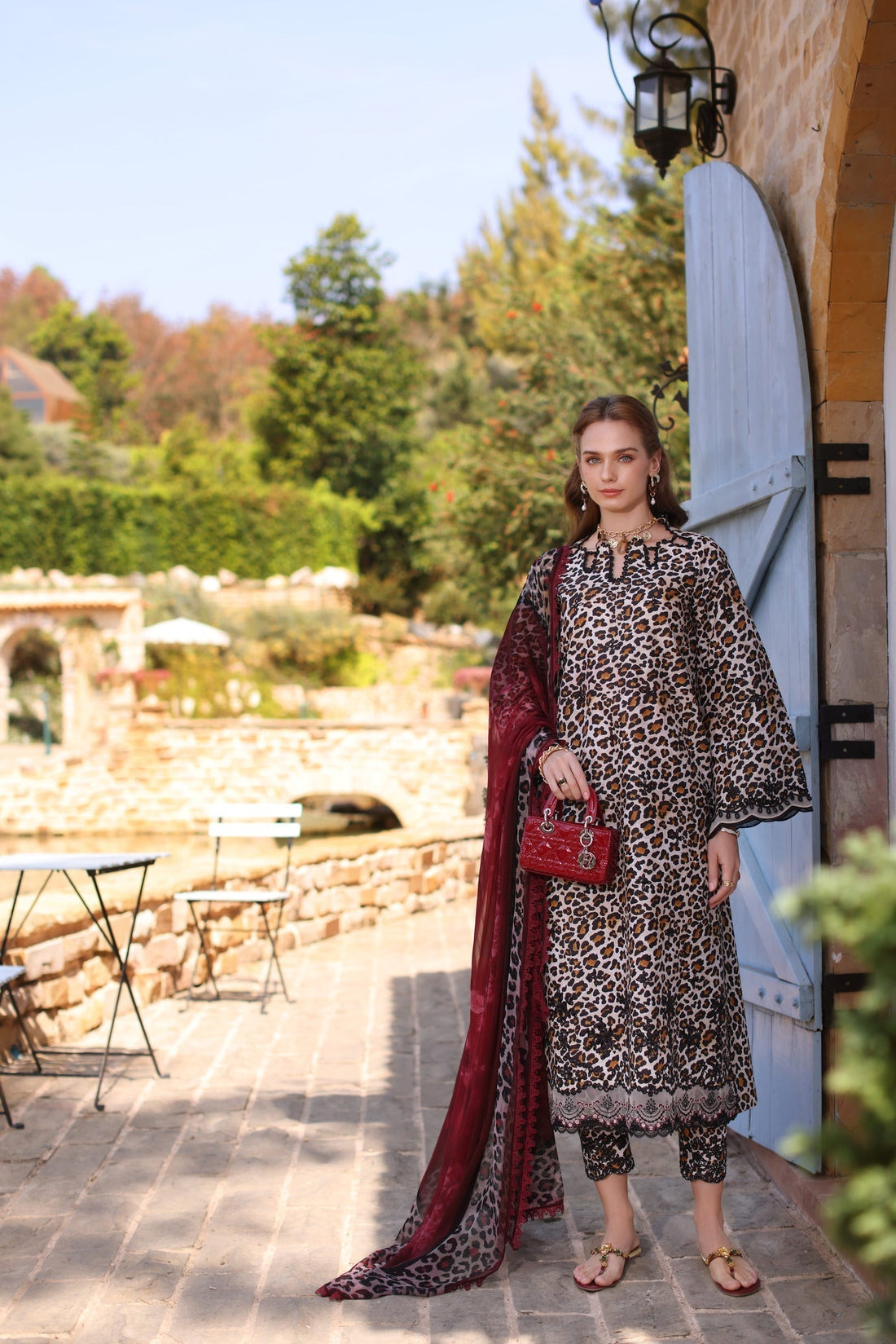 Noor by Saadia Asad | Luxe Chikankari 25 | D2-B XS Brown Lawn