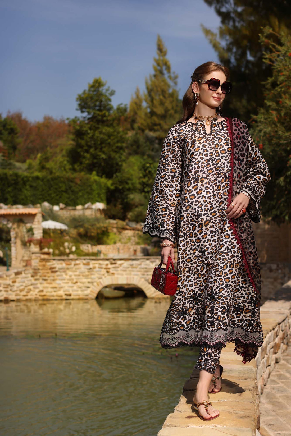 Noor by Saadia Asad | Luxe Chikankari 25 | D2-B XS Brown Lawn