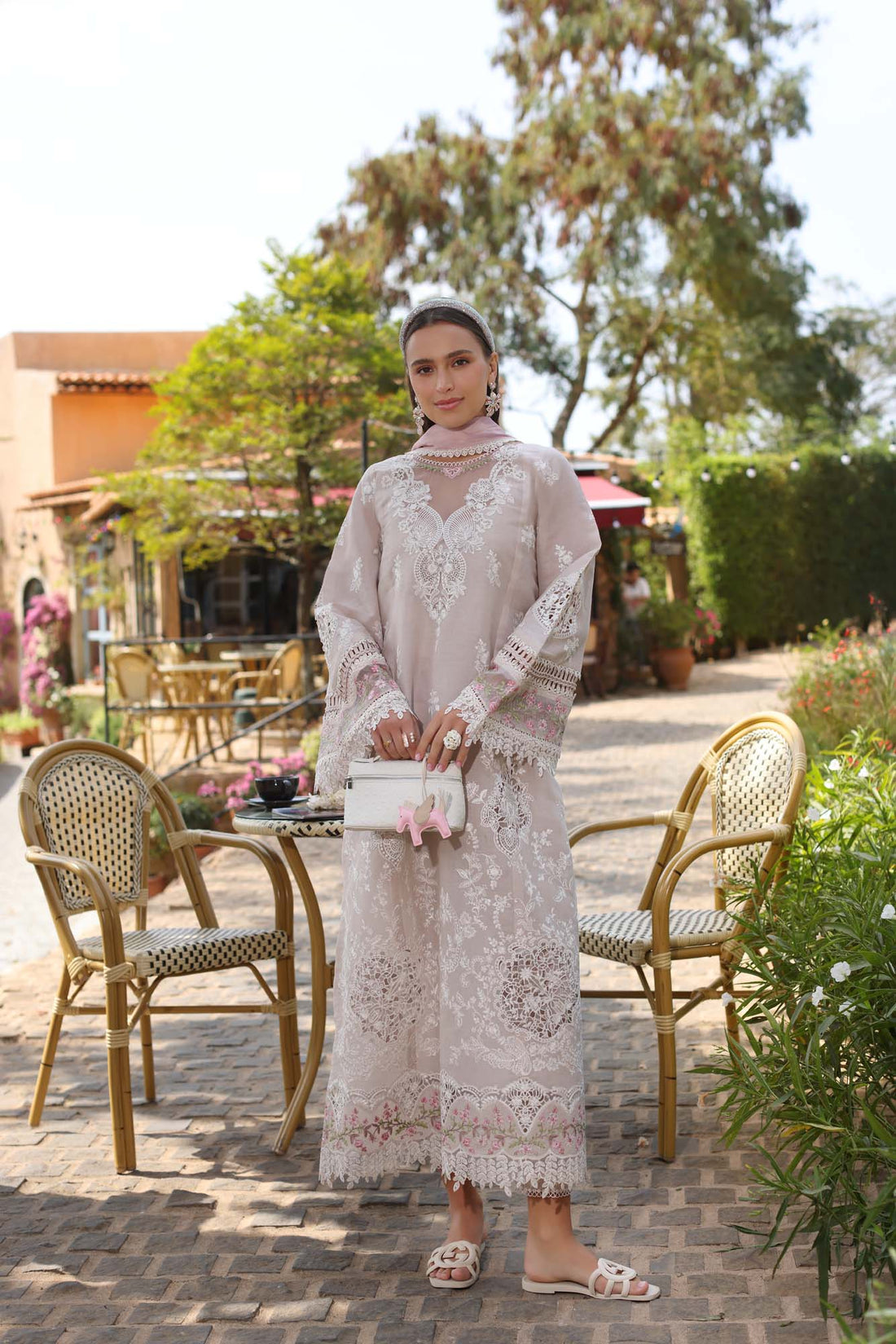Noor by Saadia Asad | Luxe Chikankari 25 | D4-A XS Off White Lawn