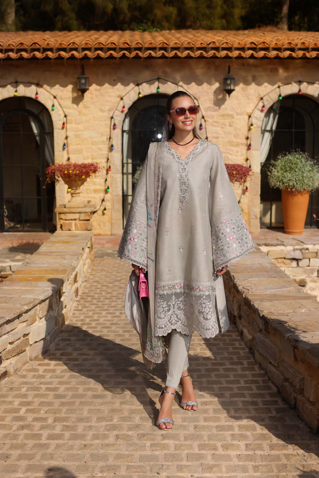 Noor by Saadia Asad | Luxe Chikankari 25 | D1-B XS Gray Lawn