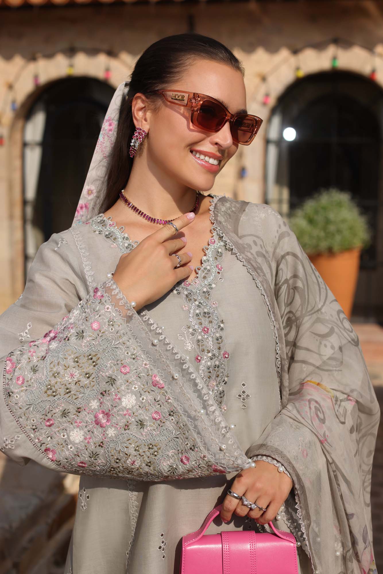 Noor by Saadia Asad | Luxe Chikankari 25 | D1-B M Gray Lawn
