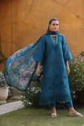 Noor by Saadia Asad | Luxe Chikankari 25 | D8-B M Teal Blue Lawn