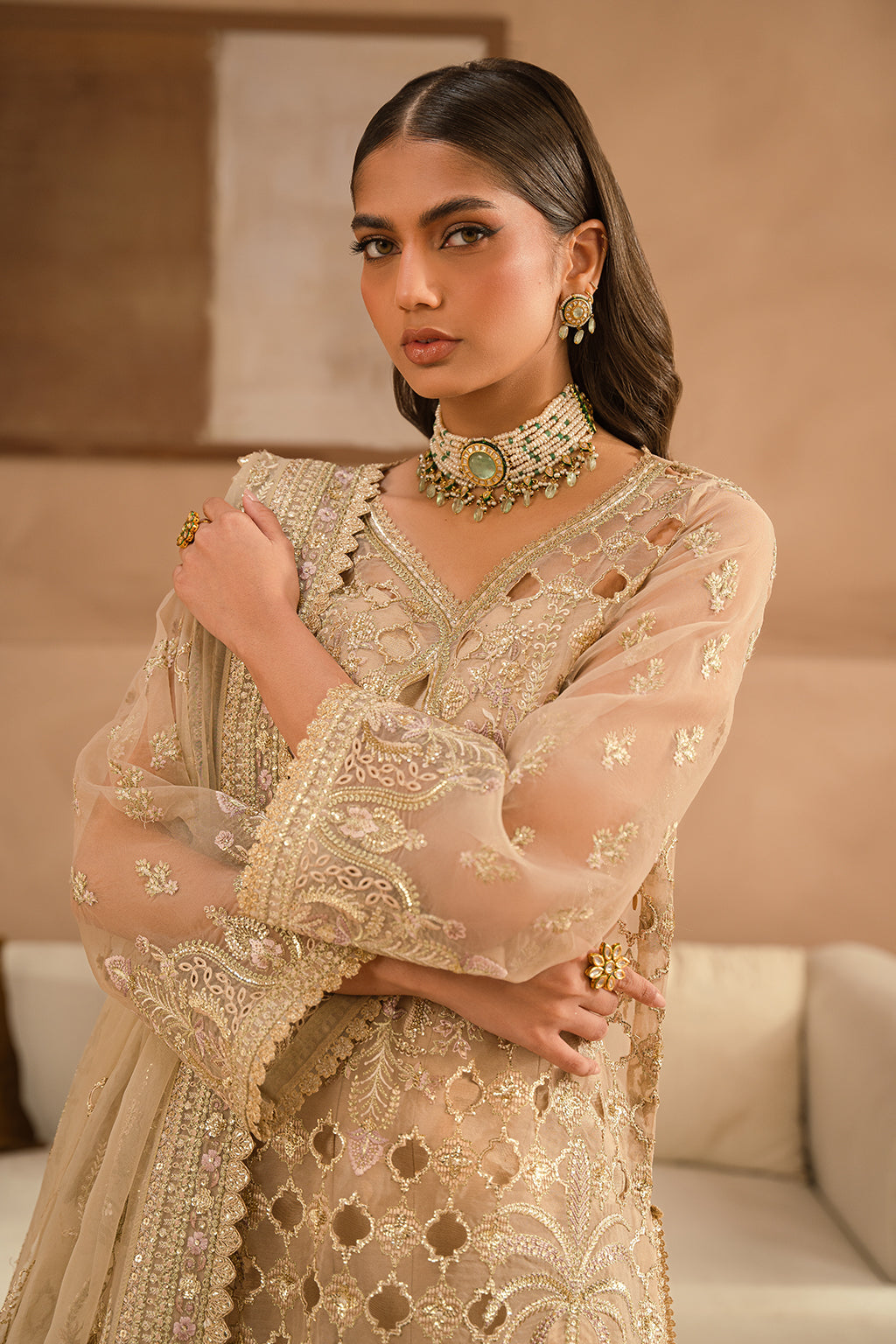 Ayzel | Panache Wedding Formals | Rusa L Beige Organza