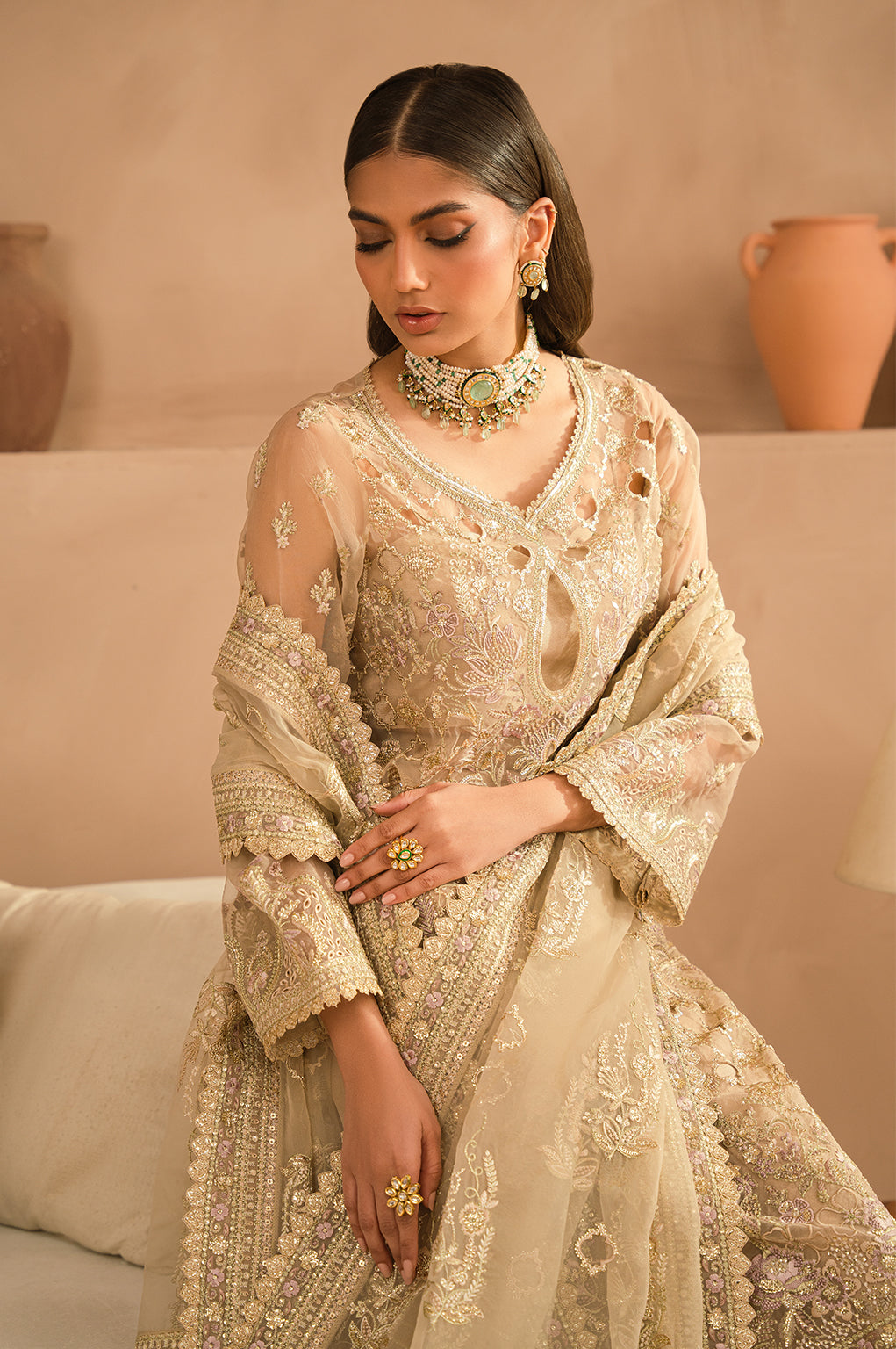 Ayzel | Panache Wedding Formals | Rusa Custom Size Beige Organza